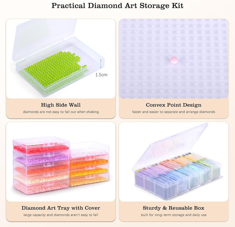 PP OPOUNT 30PCS 2-in-1 Diamond Art Storage Trays with Lids, Convex Bottom Diamond Painting Storage Organizer Set, Spill-Proof DIY Craft Supplies for Sorting & Line-Up, Perfect ChristmasGift for Crafters - Image 5